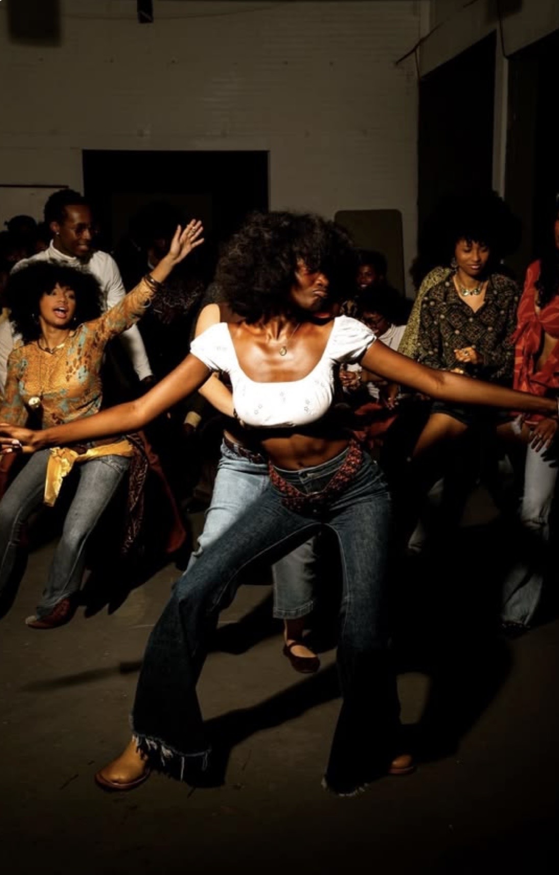 Dancer in motion at a soulful warehouse social